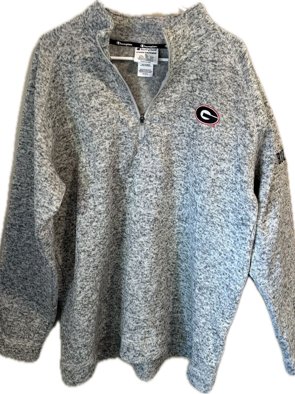 Women’s Champion Heather Gray Quarter-Zip Pullover with Georgia Logo